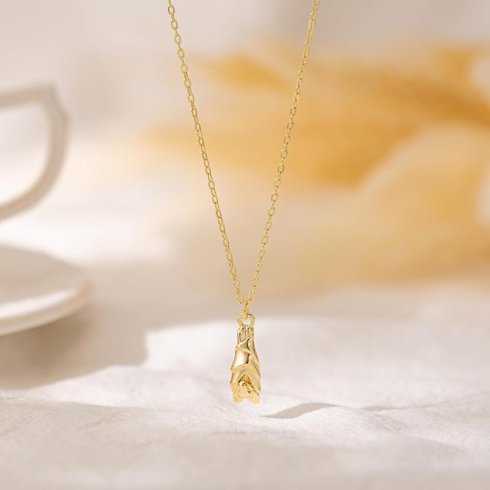 Gold Necklace for Women-14K Gold Plated Bow,Dragon,Shell, Palm Tree, Seahorse, C - Picture 5 of 6